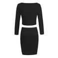 thumbnail image 4 of Jalioing 2 Piece Skirt Sets for Women Tight Set off Shoulder Long Sleeve Crop Top with Button Mini Skirts, 4 of 5