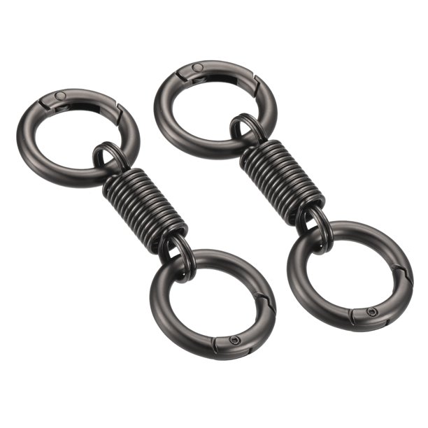 Llave de doble anillo de primavera, soporte de llavero dual, accesorios de llaves en forma de resorte, anillo de llave dividido, negro mate 2