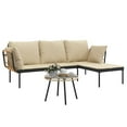 thumbnail image 2 of vidaXL 3 Piece Garden Lounge Set with Beige Cushions Poly Rattan, 2 of 5