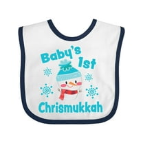 Inktastic Baby's 1st Chrismukkah with Cute Snowman and Snowflakes Boys or Girls Baby Bib
