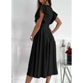 thumbnail image 3 of Femmes V Cou Élégant Robe de Soirée à Manches Courtes Robe de Skater Robes d'Invité de Mariage, 3 of 6