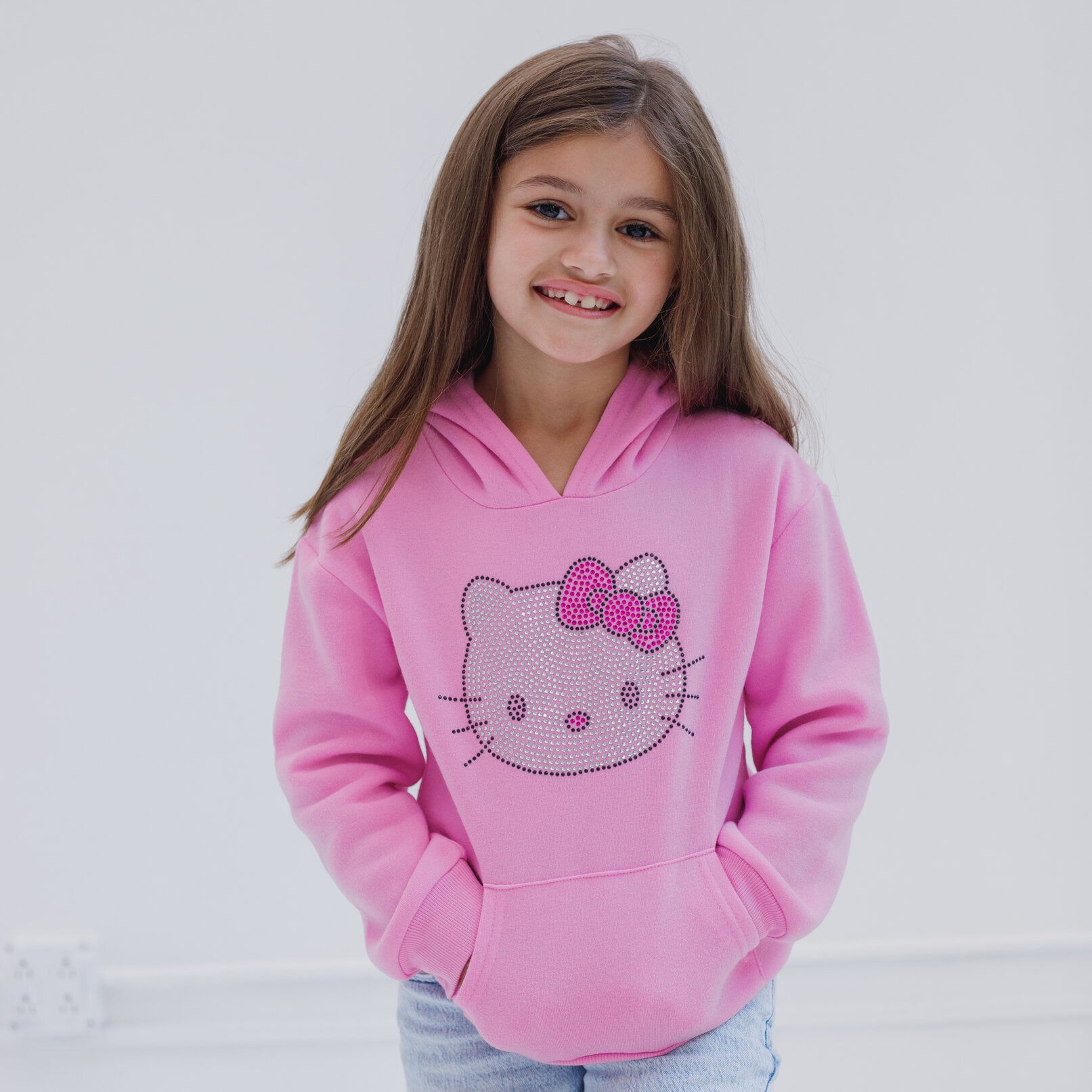 Hello Kitty Big Girls Fleece Pullover Hoodie Pink 14-16