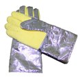 thumbnail image 2 of Guantes resistentes al calor Tela tejida densa de aramida Guantes de soldadura con parte posterior de papel de aluminio con aislamiento de 500 grados para metalurgia Fabricación de hierro y acero, 2 of 13