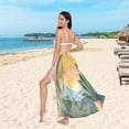 thumbnail image 6 of FORMRS Womens Long Sarong Beach Wrap Semi-Sheer Bikini Skirt Bathing Swimsuit Cover Up, Boho Plants, 6 of 7