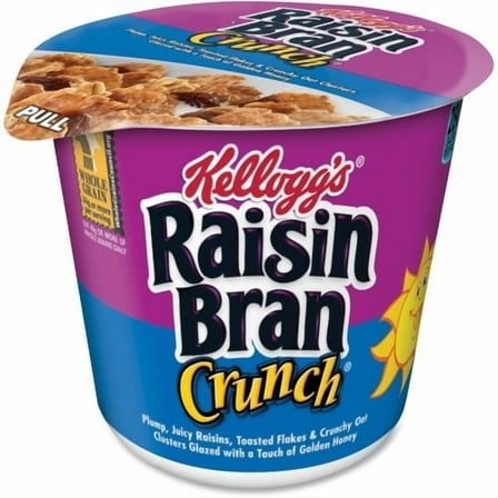 Kellogg's Raisin Bran Crunch Cereal-in-a-Cup Plump Raisins, Crunchy Flakes, Honey Touched Oat, Granola Clusters - Cup - 6 / Box