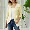 thumbnail image 2 of RYRJJ Women's Knit Sweater 3/4 Sleeve Crop Cardigan Jackets Open Front Short Bolero Shrugs for Dresses Tops Solid Lightweight Soft(Beige,M), 2 of 9