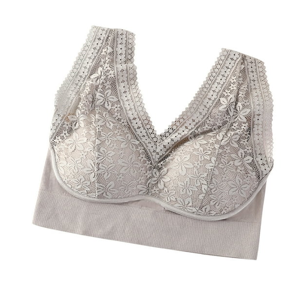 Sujetador de encaje de señora para mujer, sujetador deportivo de talla grande, ropa interior, copa de sujetador calada para Yoga Fridja nalpqowj33381