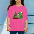 thumbnail image 2 of Toddler Girls Autumn Long Sleeve Christmas Dinosaur Graphic Print Tee Shirt Top Hot Pink 3-4 Years, 2 of 4