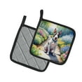 thumbnail image 2 of Bull Terrier Spring Path Pair of Pot Holders 7.5 in x 7.5 in, 2 of 5