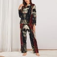 thumbnail image 2 of Balery Gothic Skull With Roses Conjunto de Pijama con Estampado para Mujer, Conjunto de Dos Piezas con Manga Larga, Ropa de Dormir Suave con Bolsillos, Pijamas Cómodos-X-Large, 2 of 7