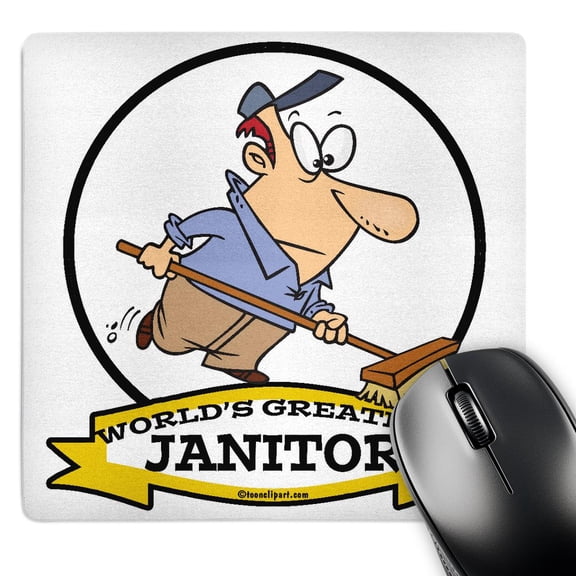 3dRose, Funny Worlds Greatest Janitor II Cartoon, MousePad
