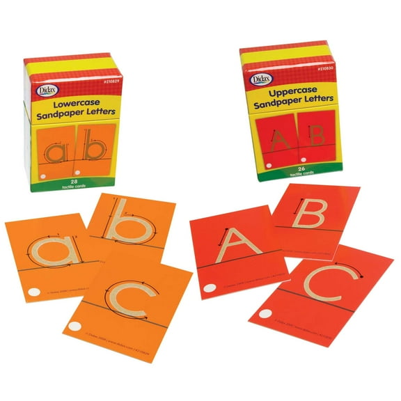 Didax Tactile Sandpaper Uppercase and Lowercase Letters Cards