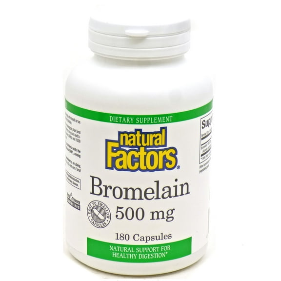 Natural Factors Bromelain 500 mg, Enzyme Support for a Healthy Digestive System, 180 Capsules