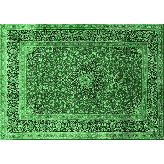 Ahgly Company Indoor Rectangle Medallion Emerald Green Traditional Area Rugs, 2' x 3'