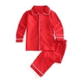 thumbnail image 1 of Pijamas navideños de algodón para niños y niñas, conjunto de 2 piezas con volantes, ropa para el hogar, suave y grueso, 1 of 4