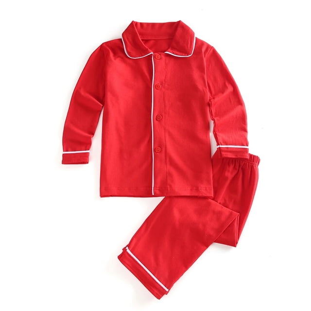 Pijamas navideños de algodón para niños y niñas, conjunto de 2 piezas con volantes, ropa para el hogar, suave y grueso
