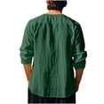 thumbnail image 5 of ohmzyzo Mens Medieval Shirt Casual Linen Shirt Steampunk Renaissance Retro Top Long Sleeve Lace Up Costume Tops V Neck Solid Color T Shirt Green M, 5 of 7