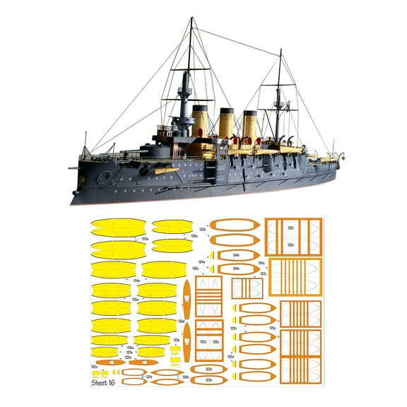 DIY Military Paper Ship Model Kit Czar Russia Navy Oslabya Battleship, Retro and Elegant Decoration