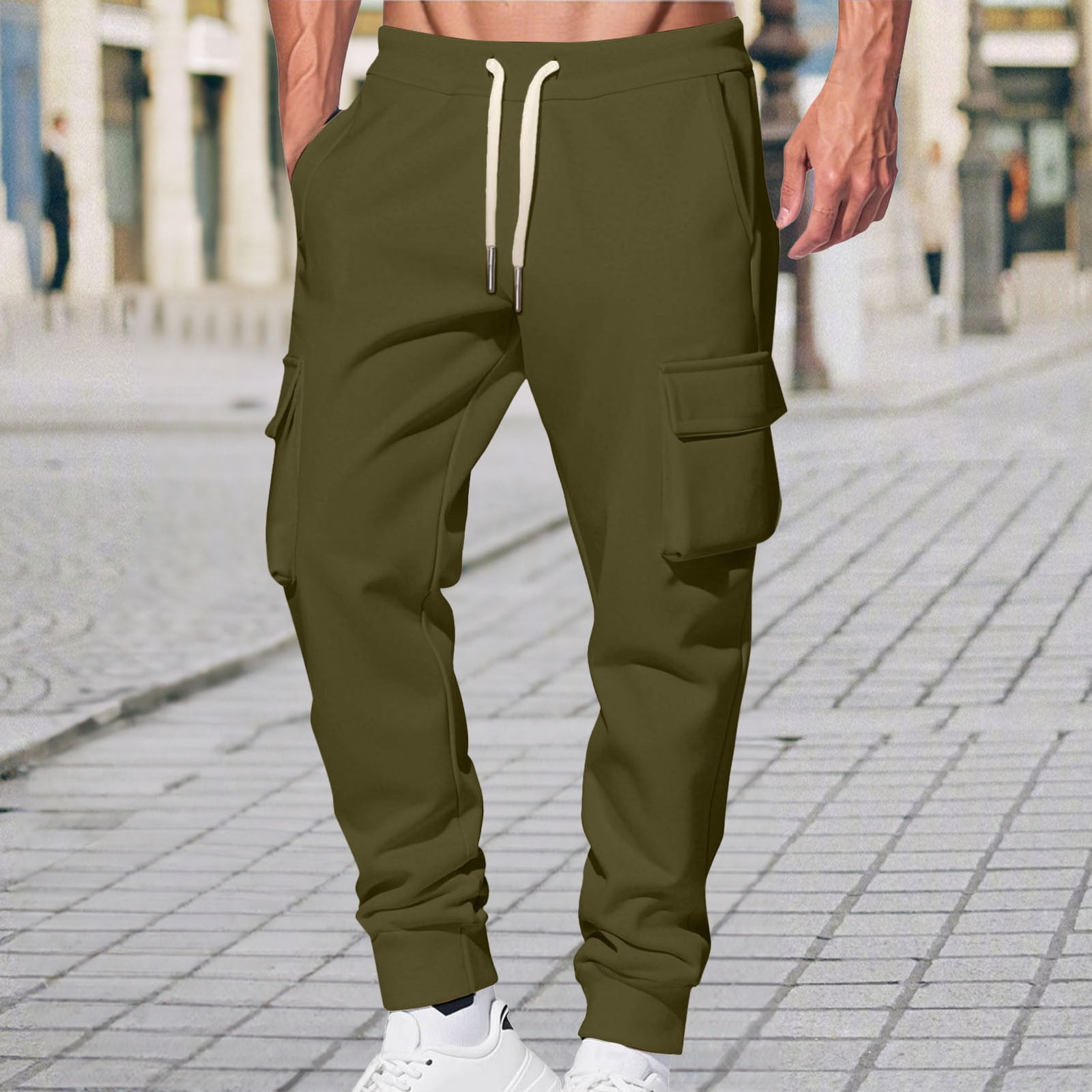 THDHVS Joggers for Men,Mens Sweatpants,Men Solid Color Sherpa
