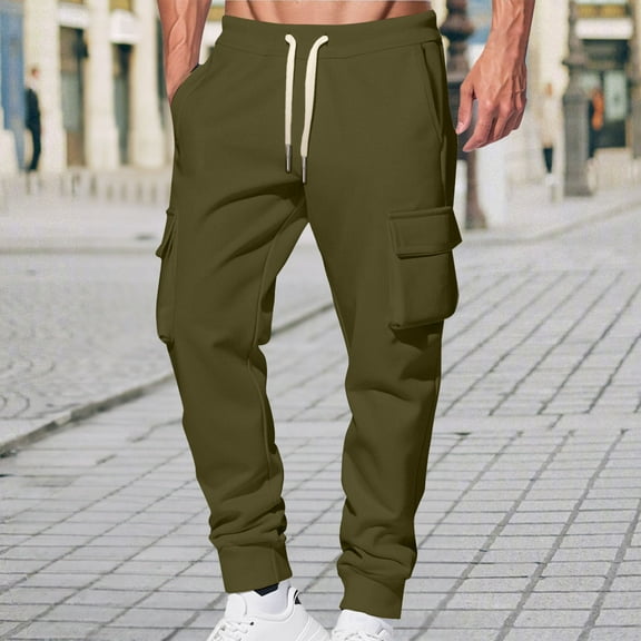 Kalauyu Sweatpants for Men, Thicked, Closed Bottom Cargo Pants Athletic Joggers Trousers(Available in Big and Tall)