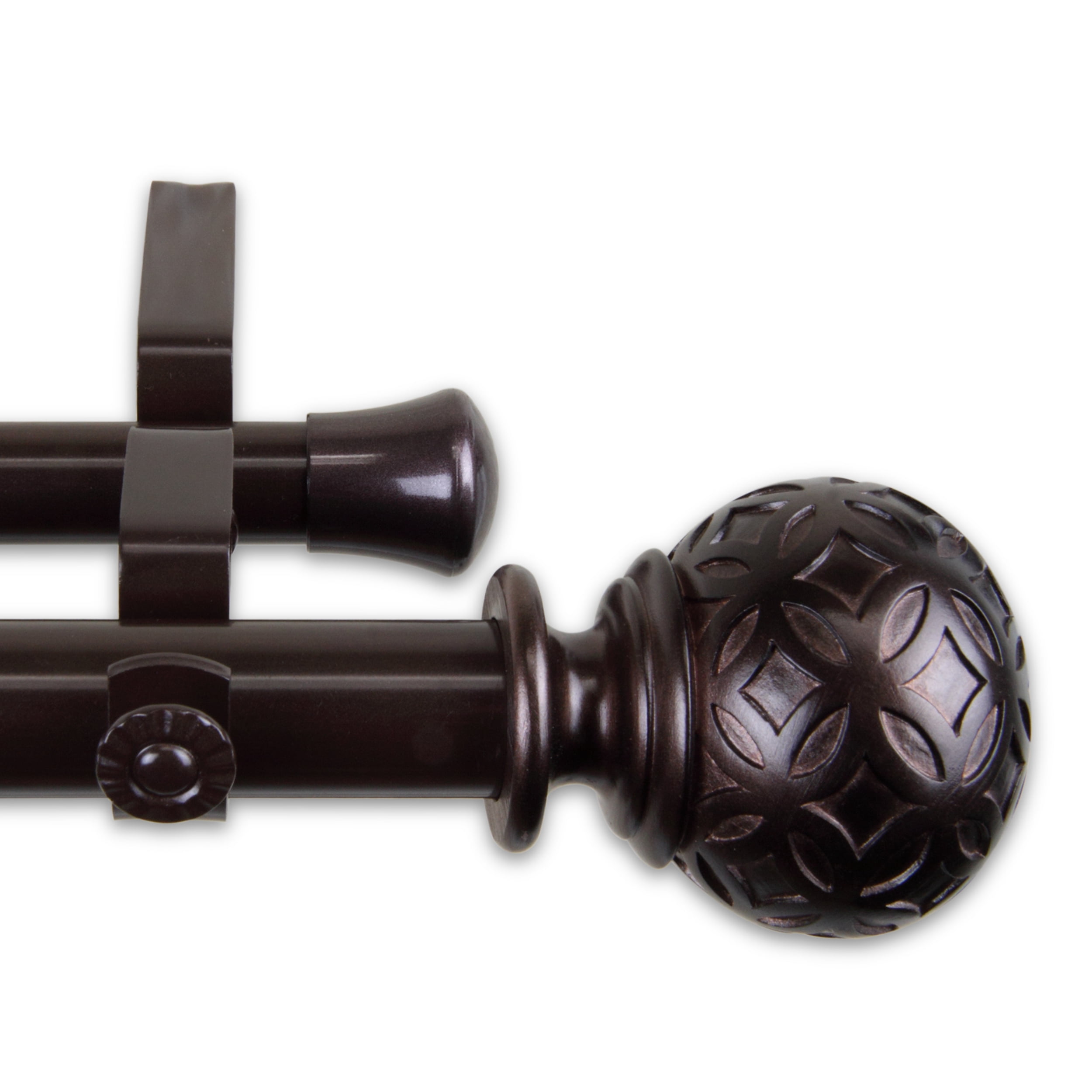Plaid 1" Double Curtain Rod 28-48 inch - Bronze