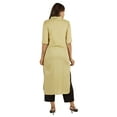 thumbnail image 4 of Moomaya Kurta en Rayonne Uni pour Femmes à Manches Évasées, Col à Cordon, Kurti Ethnique Long, 4 of 7