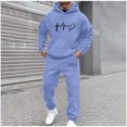 thumbnail image 2 of Tao Tao Valentines Day Jogger Sets Tracksuit For Men 2 Piece Set Trendy Heart Printed Two Piece Hooded Sweatshirt And Elastic Waist Sweatpants Sets With Pockets Light Blue M, 2 of 5
