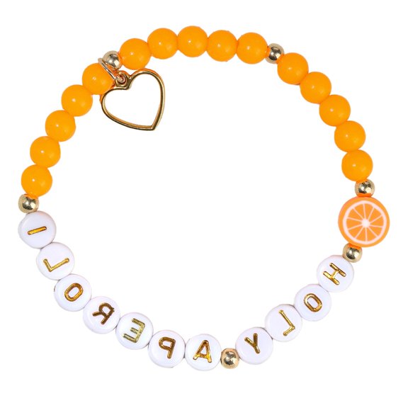 Orange Slices Letter Charm Bracelet Adjustable Length Holiday Party Jewelry Gift