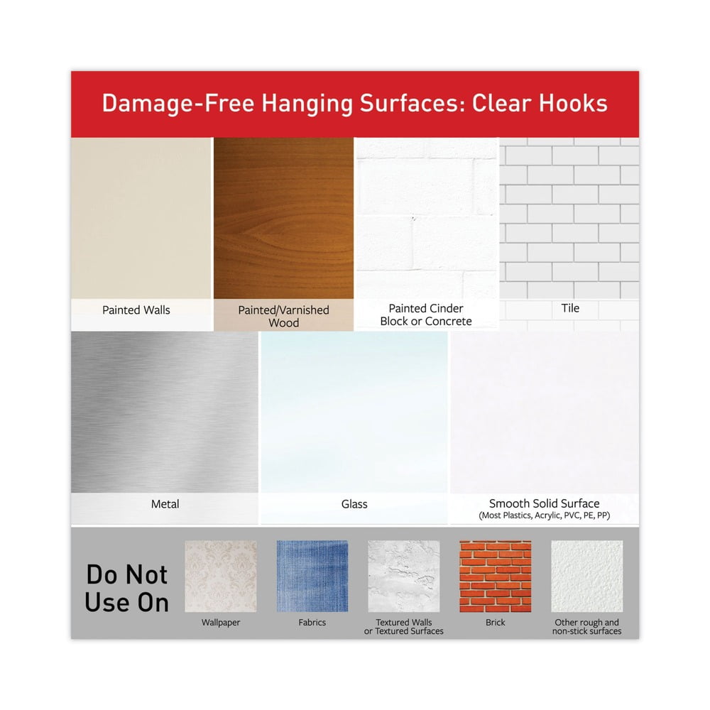 Command Clear Hooks & Strips Plastic Medium 50 Hooks w/50 Adhesive Strips per Carton 17091CLRCABP