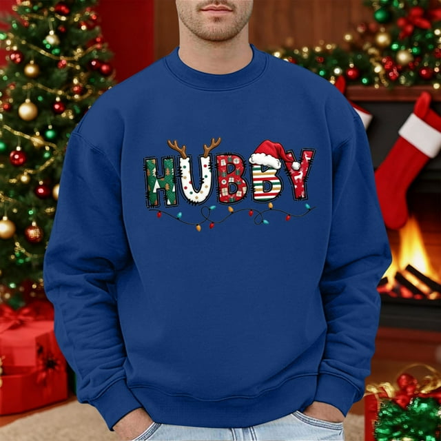MHFRRA Sudadera Holgada de Manga Larga con Cuello Redondo y Estampado Informal para Hombre y Mujer Azul