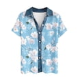 thumbnail image 5 of Craaazy Women's Casual Loose Floral Print Waffle Knit Collar Button Down Short Sleeve Top Breathable Lightweight Blouse, 5 of 5