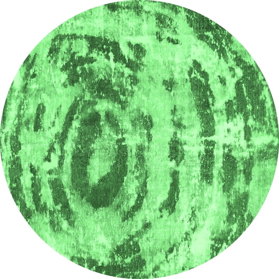 Ahgly Company Indoor Round Abstract Emerald Green Modern Area Rugs, 6' Round