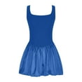 thumbnail image 3 of Lovzfmll Sundresses for Women, Casual Dresses for Women Fashion Sleeveless Cocktail Loose Summer Beach Dress Sundresses Solid Color Round Neck Mini Dresses Puffy Beach Short Dresses Blue XL, 3 of 5