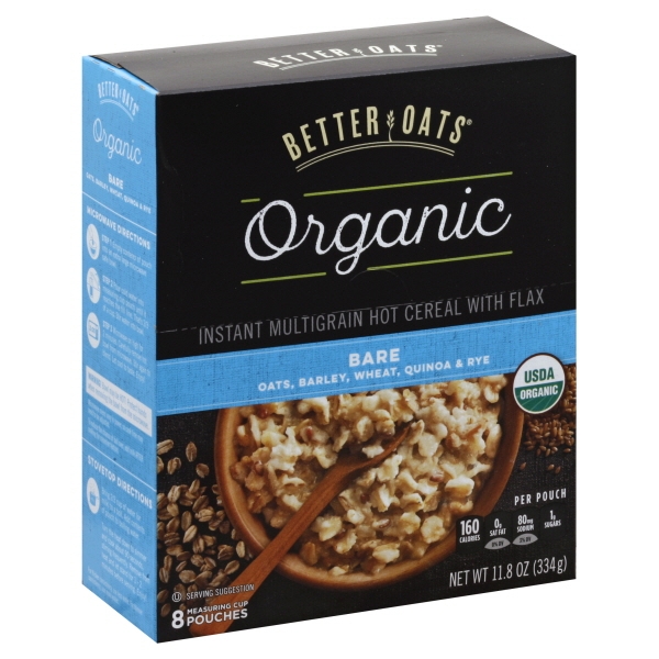 Better Oats Organic Instant Hot Cereal, Multigrain & Flax, 11.8 Oz
