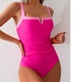 thumbnail image 4 of URSOFINE Women's Ruched Tummy Control One Piece Swimsuit V Neck Cutout High Cut Bathing Suit, 4 of 4