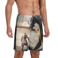 thumbnail image 2 of Fotbe Swordsman Cool Dragon Pantalones Cortos de Pijama para Hombre, Ropa de Dormir, Pantalones de Pijama Cortos para Hombre-Medium, 2 of 6