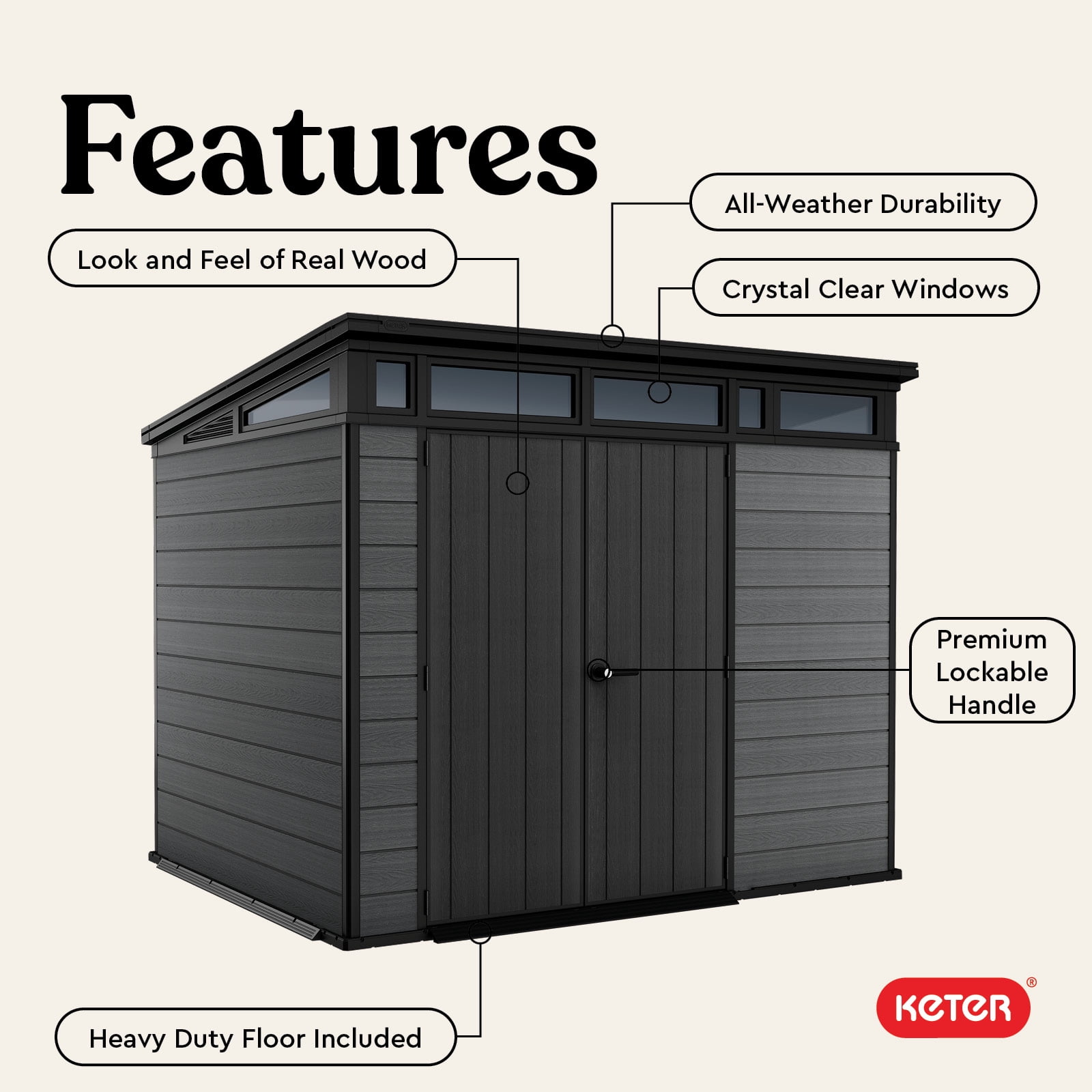 Keter Cortina 9x7 ft. Durable Resin Outdoor Storage Shed With