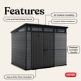 thumbnail image 4 of Keter Cortina 9x7 ft. Durable Resin Outdoor Storage Shed With Heavy Duty Floor and Locking Door, Grey, 4 of 18