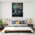 thumbnail image 4 of Mudket Framed Leopard on Teal Sofa Canvas Wall Art, Vintage Floral Leopard Print, Animal Wall Decor for Living Room Bedroom - 12"L x 8"W, 4 of 10