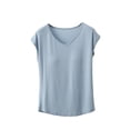 thumbnail image 2 of YHAJDS Womens Pajama Tops Solid V Neck Sleeveless Loose Casual Soft Summer Sleepwear Shirt Lounge Casual Top, 2 of 5