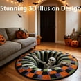 thumbnail image 2 of 3D Halloween Rug, Candy Corn Abyss Quilted Round Mat, Optical Illusion Decorative Floor Carpet, Monster Crawling Out Pattern, 3D Effect Rugs for Home Decoration, 2 of 7