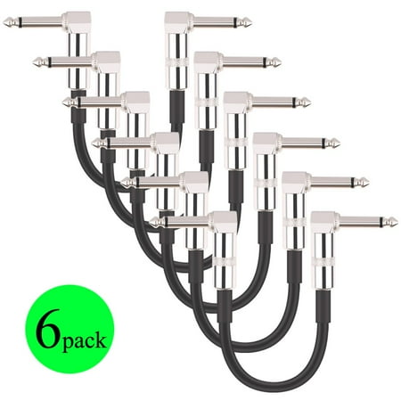 Donner Guitar Patch Cable 6-Pack 15cm 1/4 Inch Right Angle PVC For Instrument Effect (Best Pedal Patch Cables)