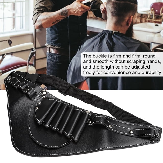TIJERAS DE BARBERO TIJERAS DE CORTE DE CABELLO DE CABELLO HERRAMENTA DE PELUQUERÍA DE CINTURA PARA PROFESIONES PU NEGRO PU