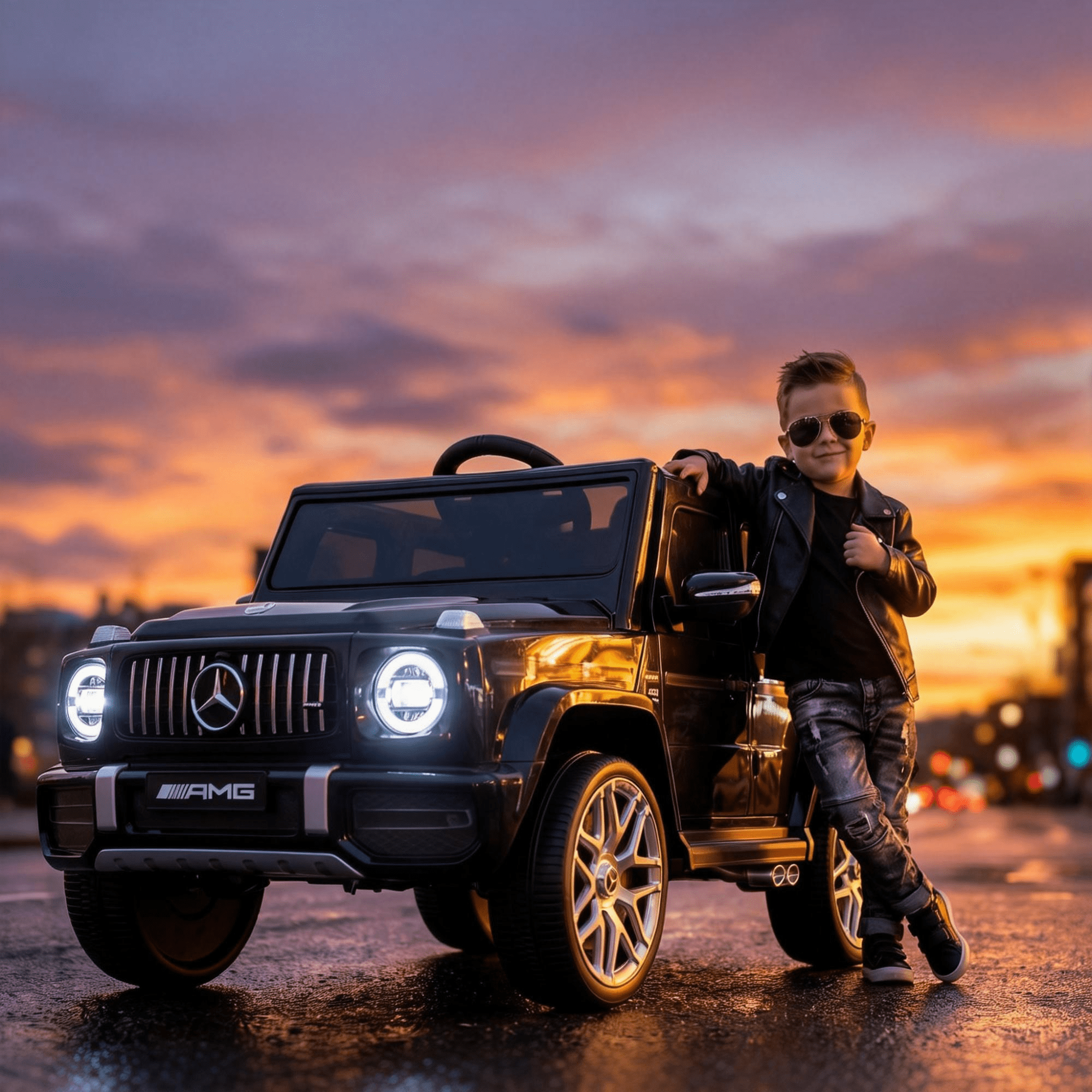 Cozphia Licensed Mercedes-Benz AMG G63 Ride on Car,12V Electric Vehicles with Remote Control,Rechargeable Battery,Flickering Lights/LED Lights, Bluetooth,Music