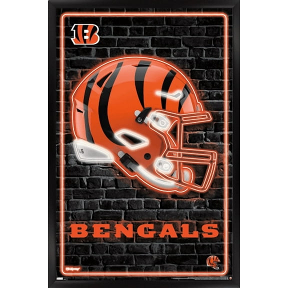 NFL Cincinnati Bengals - Neon Helmet 23 Wall Poster, 22.375" x 34" Framed