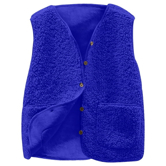larppty Womens Sherpa Vest Casual Warm Fuzzy Vest Sleeveless Fleece Jacket Pockets Teddy Coat Gilet for Winter (Blue, 4XL)