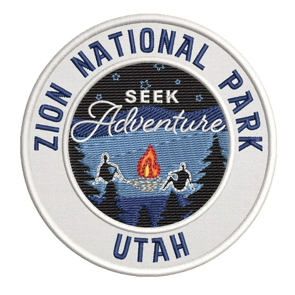 Seek Adventure at Zion National Park Embroidered Premium Patch DIY Iron-on or Sew-on Decorative Badge Emblem Vacation Souvenir Travel Gear Clothes Appliques