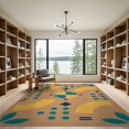 thumbnail image 2 of ODIKA 9'x12' Tan Geometric Natural Washable Area Rug Modern Abstract Shapes With Vibrant Accents And Symmetry Low Pile, Flatwoven, for Great Room, Indoor Concept, Large Living, 2 of 7