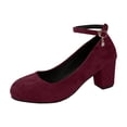 thumbnail image 5 of Women’s Slingback Pumps Block Heels Pointed Toe with Ankle Strap Elegant Closed Toe Dress Shoes for Wedding Evening Wine Size 8, 5 of 5