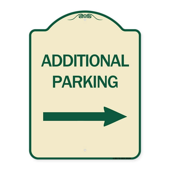 SignMission Designer Series Sign - Additional Parking Sign (Right Arrow) | Tan & Green 18" x 24" Heavy-Gauge Aluminum Architectural Sign | Protect Your Business & Municipality | Made in